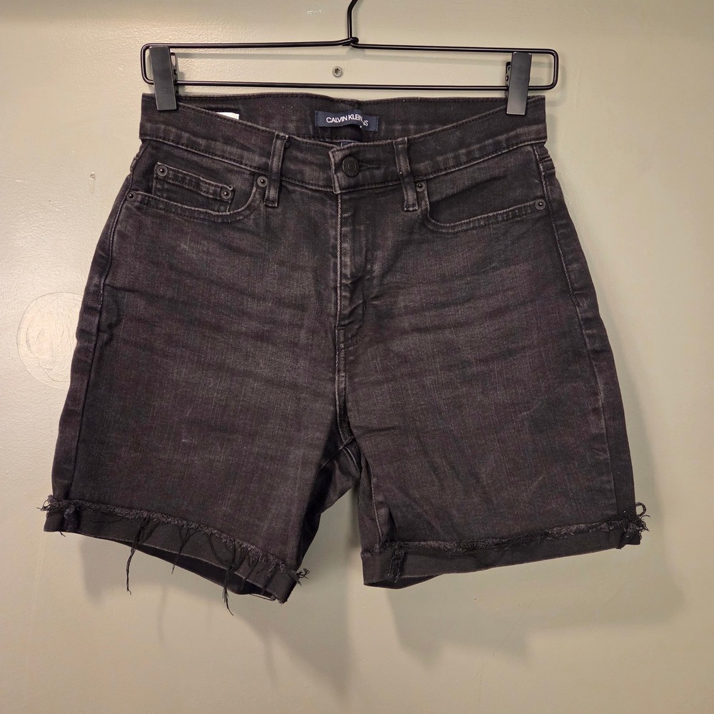 Calvin Klein Jeans High Rise Cuffed Denim Shorts 6" Inseam, Size 4, Washed Black